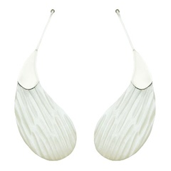 Paisley Shaped Drop Earrings Mother Of Pearl Sterling Silver by BeYindi