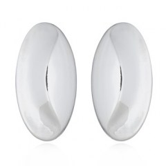 Wavy Faced Oval Silver Stud Clip Earrings by BeYindi 