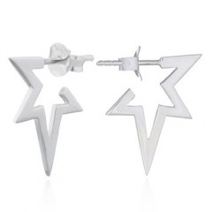 Opened Irregular Star 925 Silver Stud Earrings