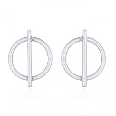 Minus Circle Plain Silver Stud Earrings by BeYindi