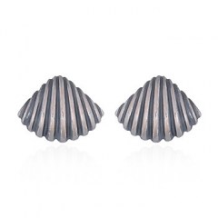 925 Silver Cockle Shell Stud Earrings by BeYindi