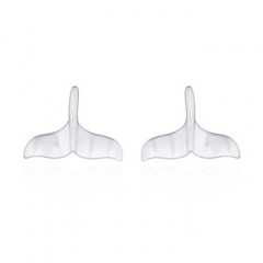 Little Whale Tail Silver Plated 925 Plain Stud Earrings by BeYindi 