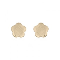 Tiny Flower Plain Silver Stud Earrings Yellow Gold Plated by BeYindi