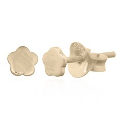 Tiny Flower Plain Silver Stud Earrings Yellow Gold Plated by BeYindi 