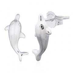 Charming Dolphin Silver Plated 925 Stud Earrings by BeYindi 