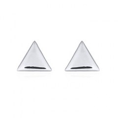 Rhodium Plated Triangle Plain Silver Stud Earrings by BeYindi