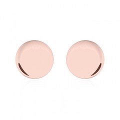 Rose Gold Little Plain Round Disc Silver Stud Earrings