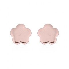 Little Plain Flower Rose Gold Plated 925 Stud Earrings