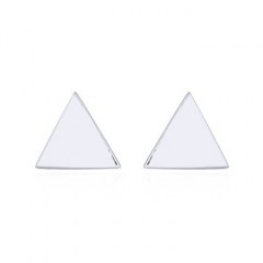Little Plain Triangle Silver Stud Rhodium Plated Earrings by BeYindi