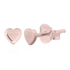 Rose Gold Plated Tiny Plain Heart Silver Stud Earrings by BeYindi 