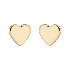 Little Plain Heart Silver 925 Stud Yellow Gold Plated Earrings by BeYindi