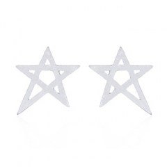 Shinning Silver Plated Star Brushed Stud Earrings