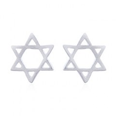 Brushed Silver Bright Star 925 Stud Earrings by BeYindi