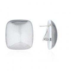 Asymmetric Square Dome 925 Silver Stud Earrings With Closure Clip by BeYindi