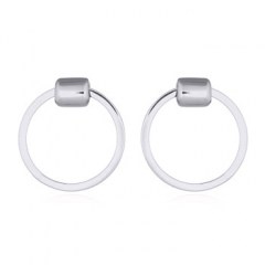 Polished Circle Hanging In Sterling 925 Stud Earrings