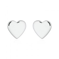 Little Plain Heart Silver 925 Stud Earrings