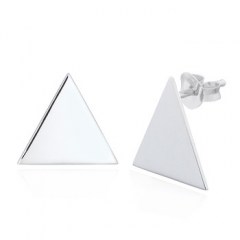 Plain Triangle Plate Silver 925 Stud Earrings by BeYindi