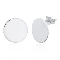 Plain Round Disc Sterling Silver Stud Earrings by BeYindi