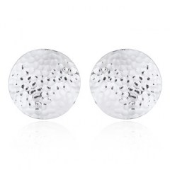Hammered Round Disc Silver Stud Earrings by BeYindi 
