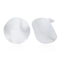 Luster Plain Round Surface Silver Stud Earrings by BeYindi