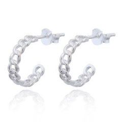 Twined Link Curve Silver Stud Earrings