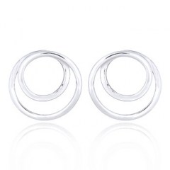 Sterling 925 Double Circles Stud Earrings by BeYindi 