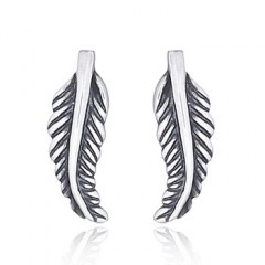 Minimalist Feather Sterling Stud Earrings