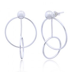 925 Dual Open Circle Loop Stud Earrings by BeYindi