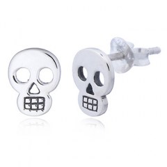 Sterling Silver Skull Head Gothic Stud Earrings by BeYindi 