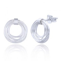 Wire Nest Silver Plated Stud Earring by BeYindi 