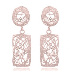 Rectangular Crochet Rose Gold Stud Earrings by BeYindi