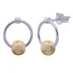 925 Hoop and Yellow Gold Plated Ball Stud Earring by BeYindi
