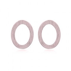 Rose Gold Oval Open Brushed Stud Earrings by BeYindi