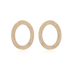 Oval Open Brushed Yellow Gold Plated Stud Earrings