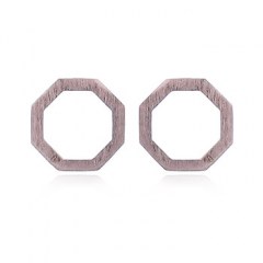 Open Octagon Rose Gold Plated Stud Earring