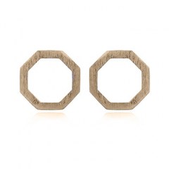 Octagon Yellow Gold Plated Stud Earrings