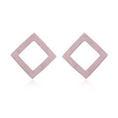 Open Square Brushed Rose Gold Plated Stud Earrings