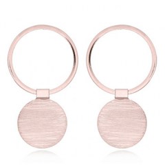 Circle with Hinged Brushed Disc rose Gold Plated Silver Studs