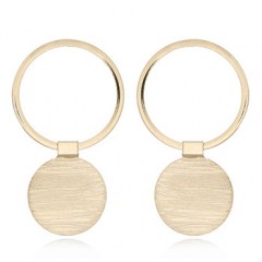 Circle with Hinged Brushed Disc Gold Plated Silver Studs