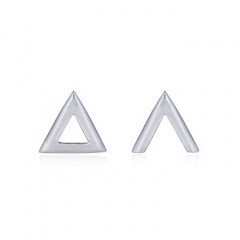 Open & Closed Triangle Silver Stud Earrings