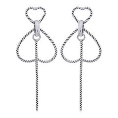 Double Open Heart Silver Studs Twisted Rope by BeYindi