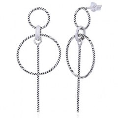 Double Open Circle Silver Studs Twisted Rope by BeYindi 
