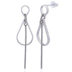 Open Teardrop Silver Studs Rope Ring and Bar by BeYindi 