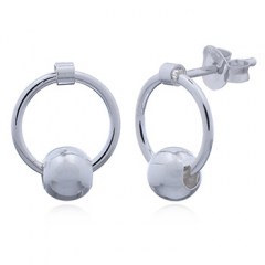 Silver Hoop and Ball Stud Earrings by BeYindi