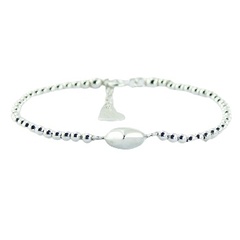 Polished Sterling Silver Puffed Heart Charm Bracelet 