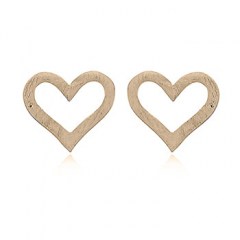 Brushed Silver Heart Earrings Gold Plated by BeYindi 
