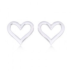 Polished Silver Open Heart Stud Earrings by BeYindi 