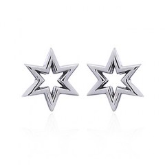 925 Silver Open Star Stud Earrings by BeYindi