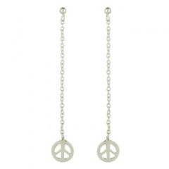Chain Peace Symbol Sterling Silver Stud Earrings