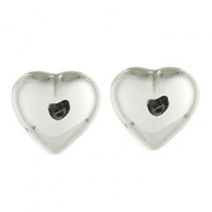 Timeless and Classic Sterling Silver Heart Stud Earrings